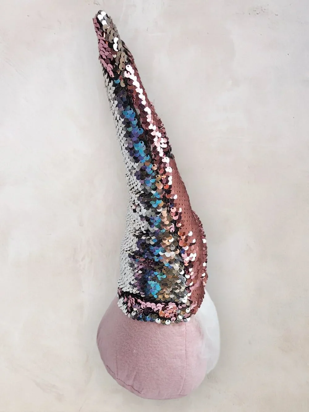 Plush Reversible Sequin Hat Gnome Pink Silver Flip Sequins Christmas Decor 15